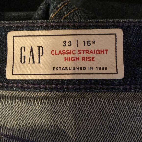 Gap Classic Straight Leg High Rise Raw Hem Jeans Size 33/16R - Picture 8 of 8